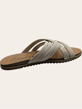 Blowfish Bone Shimmer Slide Sandals 8.5 Coastal Quiet Luxury NWOT
